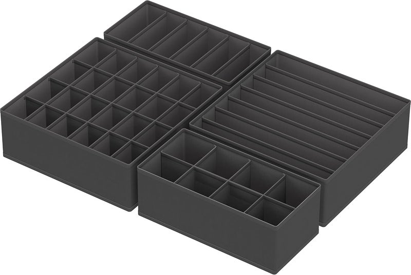 Simple Houseware Global standard quality Closet Underwear Organizer Drawer Divider 4 Set, Dark Grey Cleaner resistant - Image 2