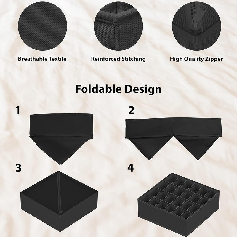 Simple Houseware Global standard quality Closet Underwear Organizer Drawer Divider 4 Set, Dark Grey Cleaner resistant - Image 5