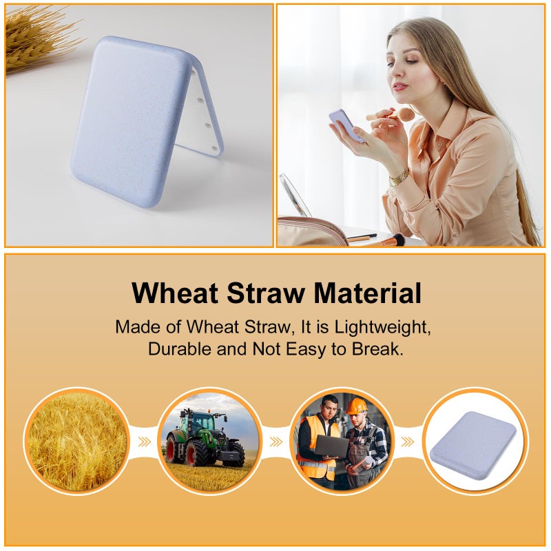 Kintion Wheat Straw Pocket Mirror, 1X/3X Magnification Travel Mirror for Purse, Folding Handheld Mirror, Small Lighted Compact Mirror for Gift, Purple - Image 3