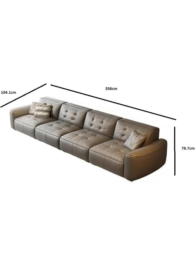 Comfynest Modern Standard Size Interface Faux Leather Sofa with Square Arm With Ottoman - Image 2