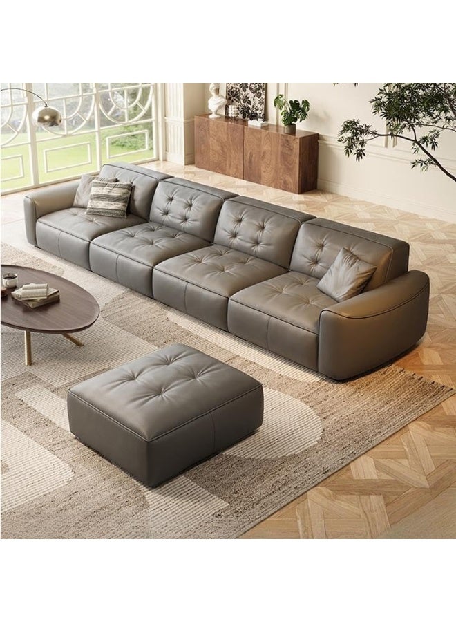 Comfynest Modern Standard Size Interface Faux Leather Sofa with Square Arm With Ottoman - Image 1