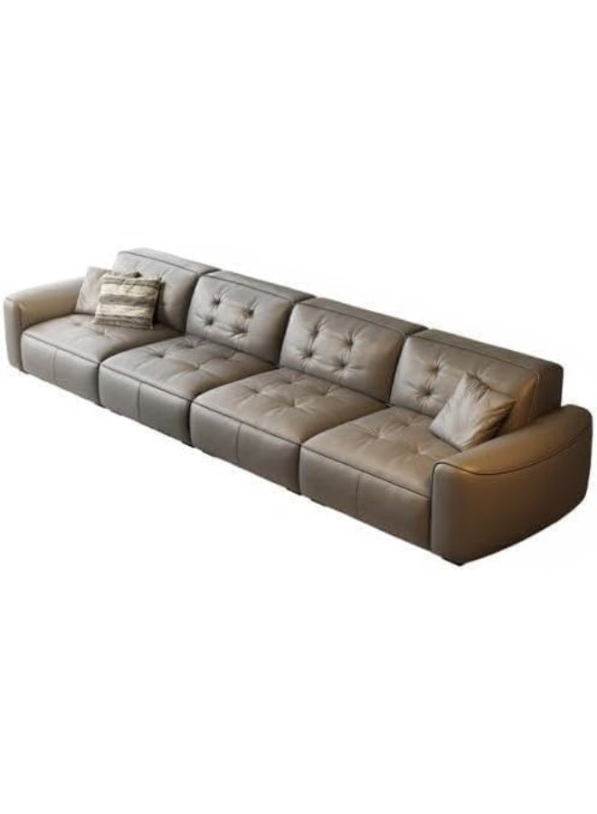 Comfynest Modern Standard Size Interface Faux Leather Sofa with Square Arm With Ottoman - Image 3