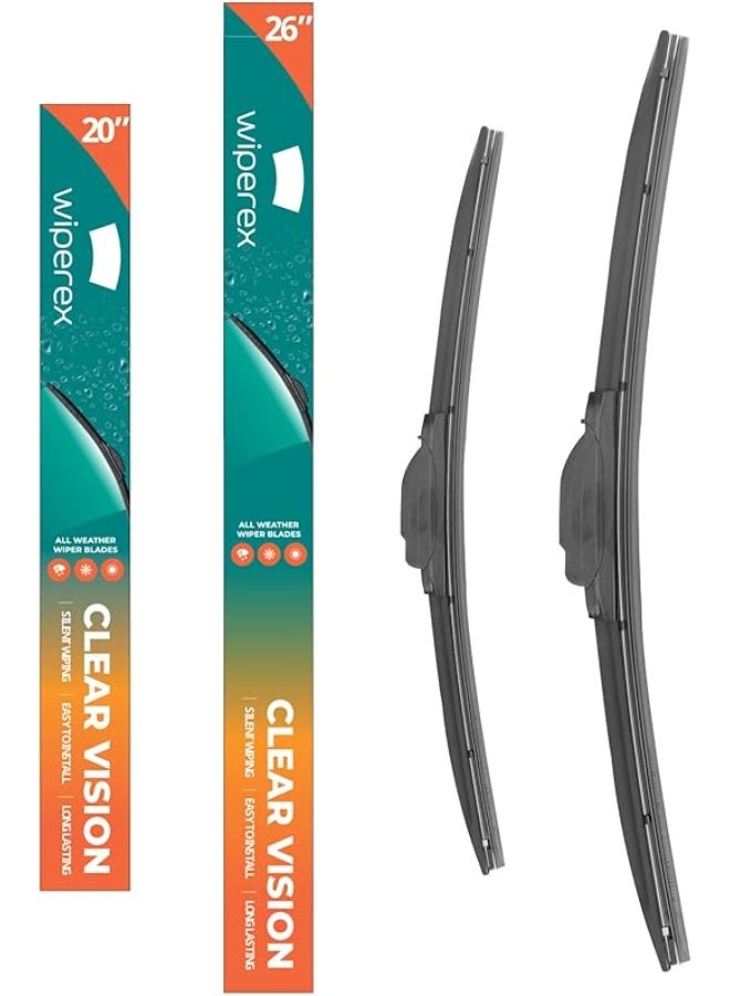 ويبيركس WiperEX 26" + 20" Wiper Blades – Silent, Streak-Free, Anti-Lift, Durable Natural Rubber Pair (Pack of 2) - Image 1