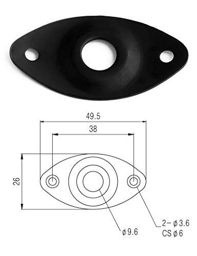 Holmer Guitar Jack Socket Plate Curved Recessed Oval Football Style Output Jack Plate Compatible with Les Paul Ibanez Jackson Guitar or Bass Parts with Screws Black. - Image 2
