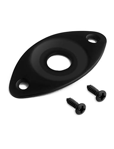Holmer Guitar Jack Socket Plate Curved Recessed Oval Football Style Output Jack Plate Compatible with Les Paul Ibanez Jackson Guitar or Bass Parts with Screws Black. - Image 1