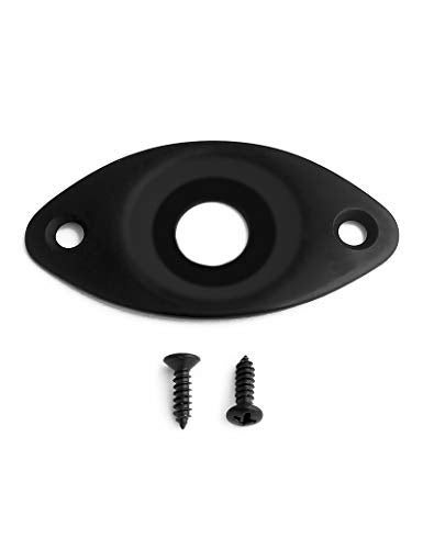 Holmer Guitar Jack Socket Plate Curved Recessed Oval Football Style Output Jack Plate Compatible with Les Paul Ibanez Jackson Guitar or Bass Parts with Screws Black. - Image 5