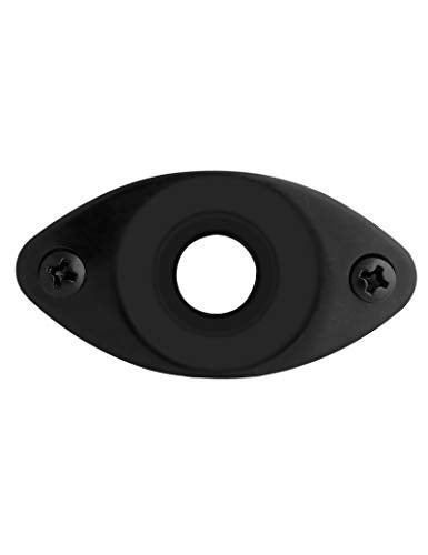 Holmer Guitar Jack Socket Plate Curved Recessed Oval Football Style Output Jack Plate Compatible with Les Paul Ibanez Jackson Guitar or Bass Parts with Screws Black. - Image 4