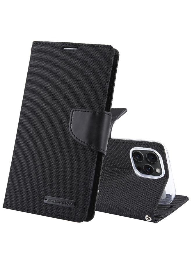 GOOSPERY Case For iPhone 15 Pro CANVAS DIARY Fabric Texture Flip Leather Phone Case  - Image 1