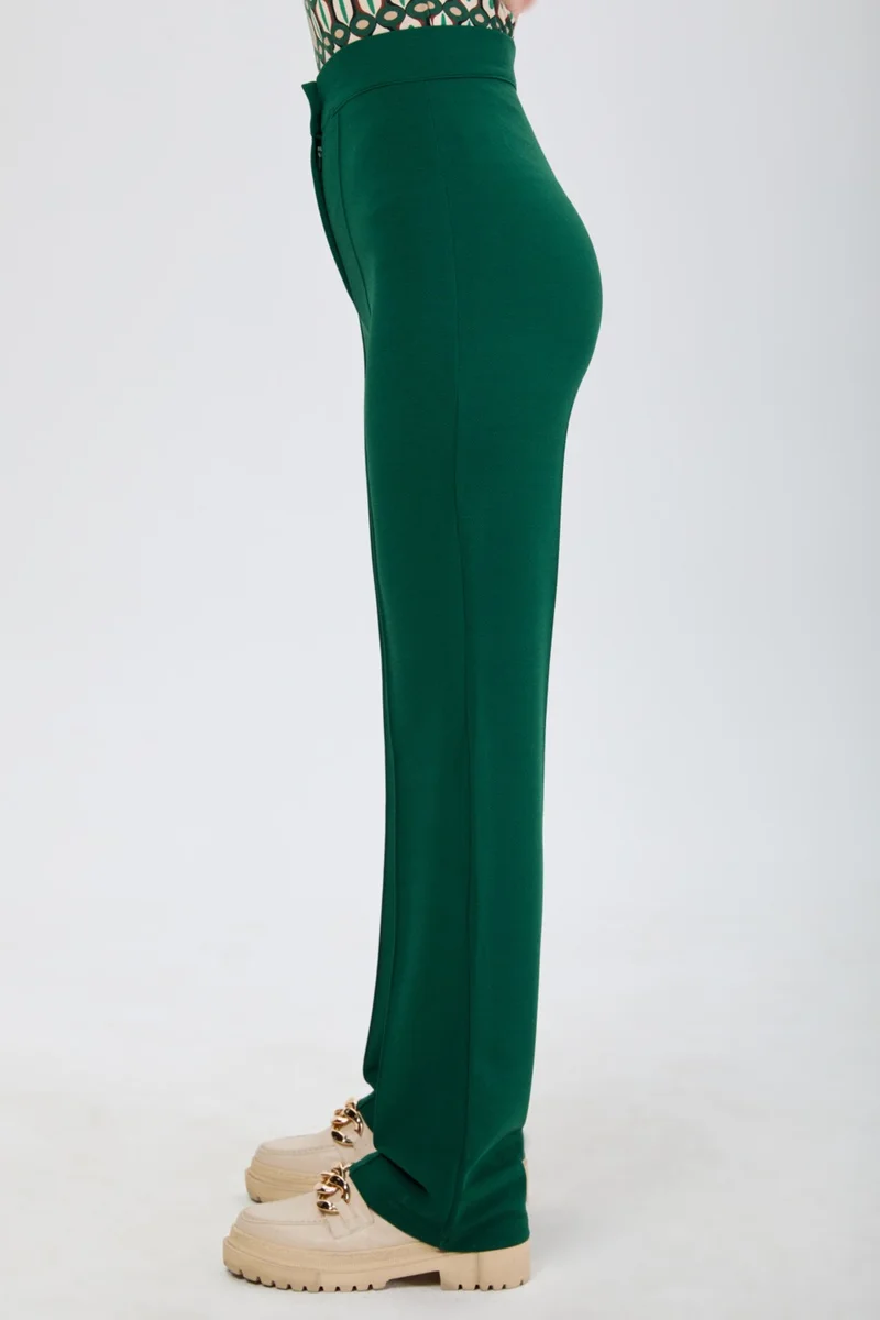 Tofisa 24127-ZUMRUT High Waist Wide Leg Trousers