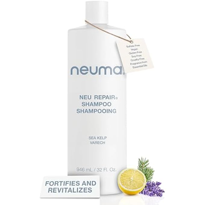 NEUMA NEU REPAIR SHAMPOO 32 FL. OZ. TRAVEL SIZE SULFATE FREE SHAMPOO FOR DAMAGED HAIR - REVITALIZES, CLEANSES, FORTIFIES, AND REDUCES BREAKAGE, LEMON, LAVENDER & FIR NEEDLE SCENT