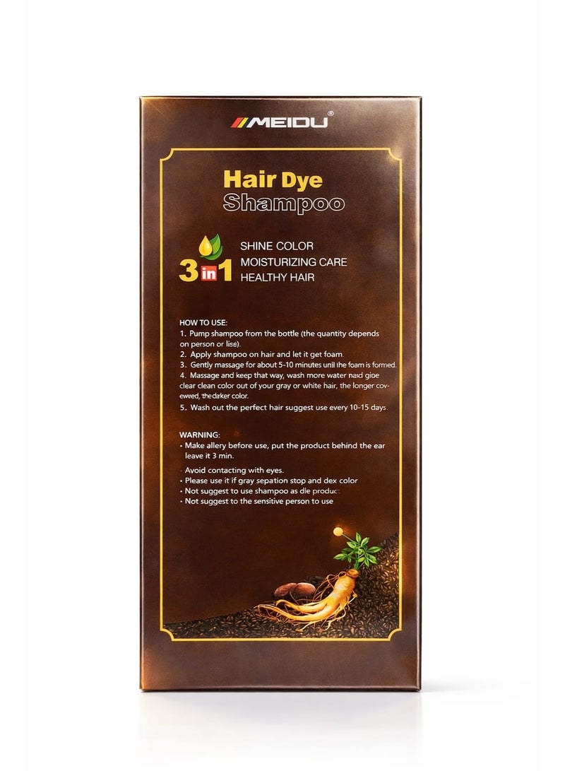 Meidu 3 In One Permanent Coffee Brown Hair Dye Shampo500ml - Image 2