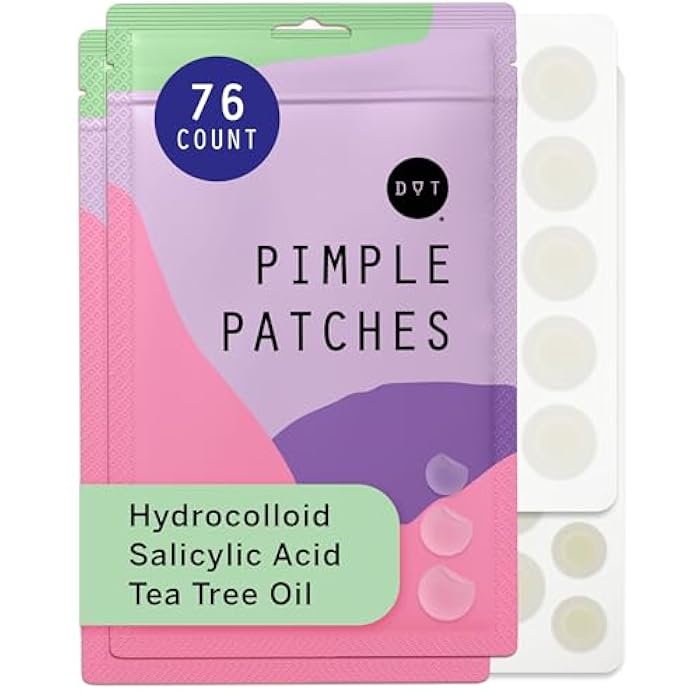 Dot Pimple & Zit Patches for Face – All-Natural Custom Triple-Action Formula Absorbs, Clears & Brightens Acne Spots with Hydrocolloid, Vitamin C, Tea Tree Oil & Salicylic Acid (8, 10, 12 mm, 76 ct) - Image 1