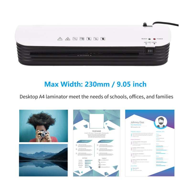 Thermal Laminator Desktop A4 Laminator Machine with Laminating Paper Cutter Corner Rounder Automatic Laminator Paper Trimmer for Home School Office - Image 3