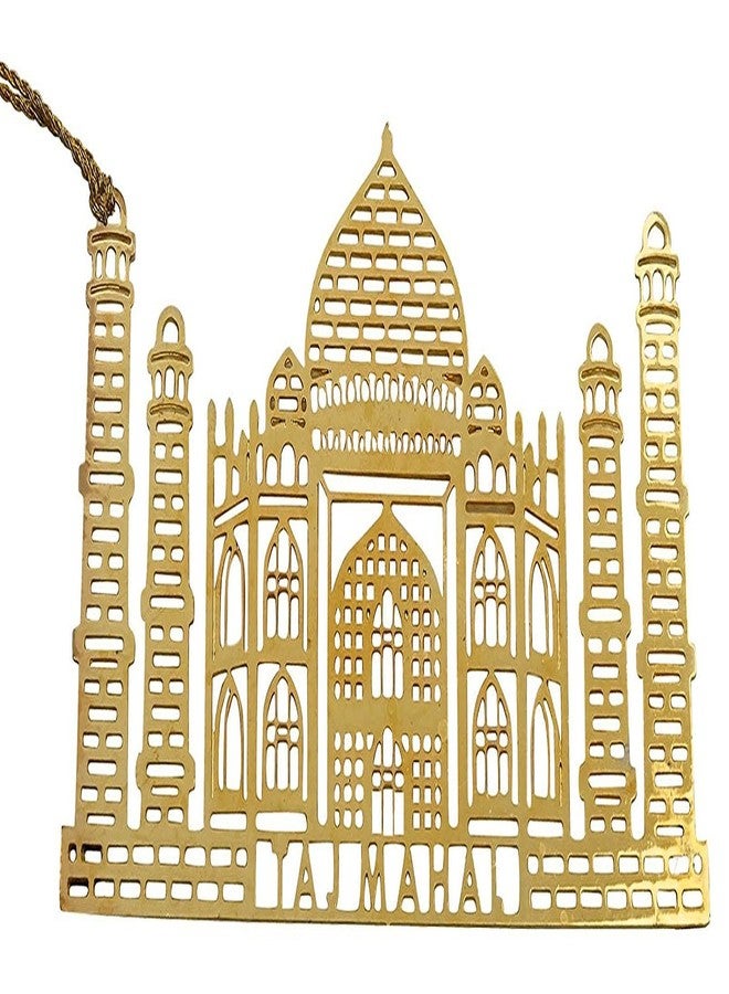 سكاي ووكر فاصل كتب معدني بتصميم تاج محل الهند من Art & Craft مع شرابة، وقلادة، وحامل صفحات للأدوات المدرسية - لون ذهبي - Image 2