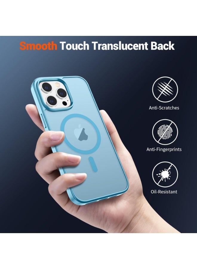 أكاليكس جراب مغناطيسي لهاتف آيفون 13 برو ماكس [مقاوم للصدمات ونحيف] غطاء خلفي صلب شفاف غير لامع مع حماية عالية الجودة | أزرق سماوي - Image 4