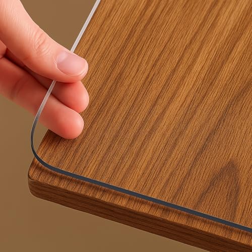 NECAUX Custom MultiSize 15mm Thick Clear PVC Table Cover Protector  40 x 60 Inch Eco Plastic Vinyl Rectangle Desk Office Top Pad Cover Glass Wood Dining Coffee End Tabletop Protective Mat