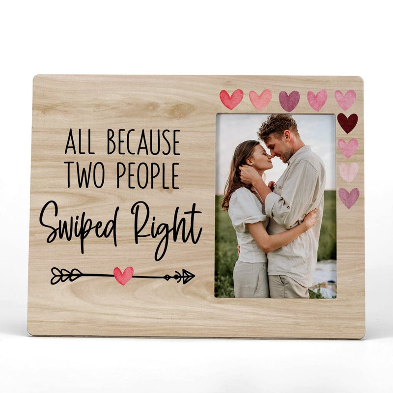 FONDCANYON All Because Two People Swiped Right Couples Picture Photo FrameCouple Picture Frames Birthday Valentines Christmas Gifts For Couple Husband Wife Girlfriend Boyfriend4x6 Inch Photo