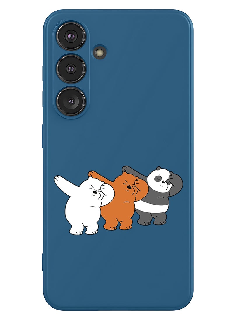 Theodor Protective Slim Fit Case Liquid Silicone Cover with Full Body Protection Anti-Scratch Shockproof Case For Samsung Galaxy S25 Plus (Blue) - Bears dance - Image 1