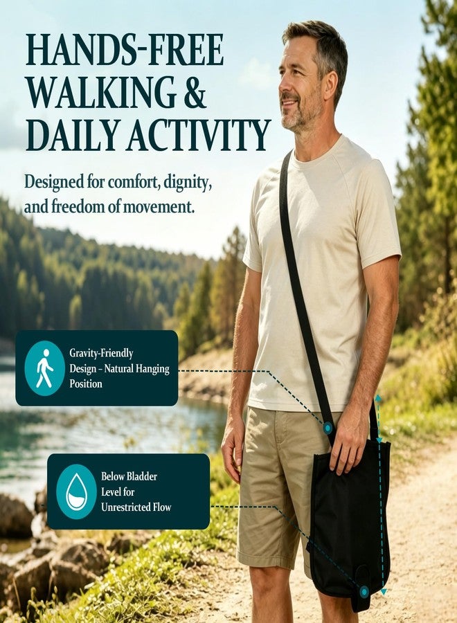 ZXMOBY 2 Pack Catheter Bag Holder – Gravity-Friendly Shoulder Support for Walking, Adjustable Buckle Strap, Flat-Base No-Kink Design, Concealed Drain Flap, Holds 2000ml Foley Urine Bags - Image 2