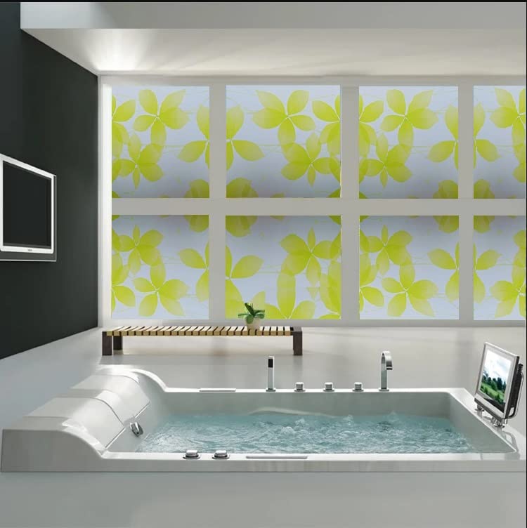SUNBIRD Privacy Window Film Stained Glass Window Film Adhesive Frosted Glass Film Decorative Cling Window Film for Home UV Blocking 43 X 121 Leaf Green Dot Cm - Image 3