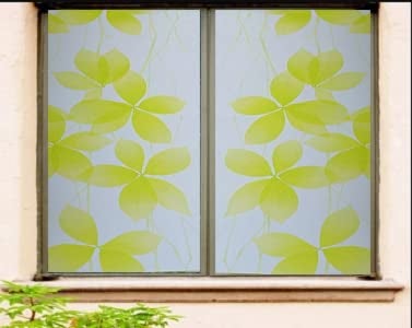 SUNBIRD Privacy Window Film Stained Glass Window Film Adhesive Frosted Glass Film Decorative Cling Window Film for Home UV Blocking 43 X 121 Leaf Green Dot Cm - Image 1