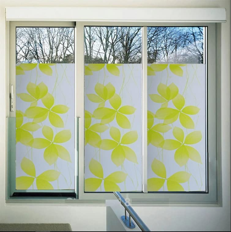 SUNBIRD Privacy Window Film Stained Glass Window Film Adhesive Frosted Glass Film Decorative Cling Window Film for Home UV Blocking 43 X 121 Leaf Green Dot Cm - Image 5