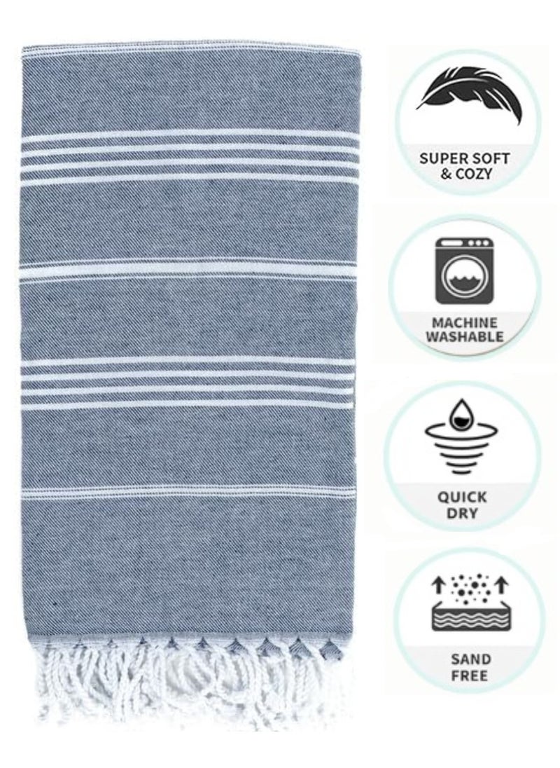 CONTEXT Style and Functionality Turkish Peshtemal Towels: 100% Organic Cotton | Prewashed & Versatile for Bath, Pool, Beach, and Spa - 40x70 Inches (Navy)  - Image 1