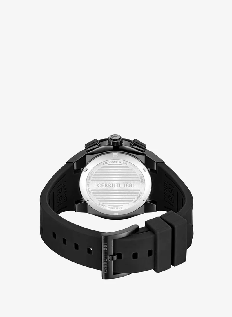 CERRUTI 1881 Black 2 Men's Ruscello 44mm Black Dial Silicone Strap Multifunction Watch For Men for Men | Best Price UAE