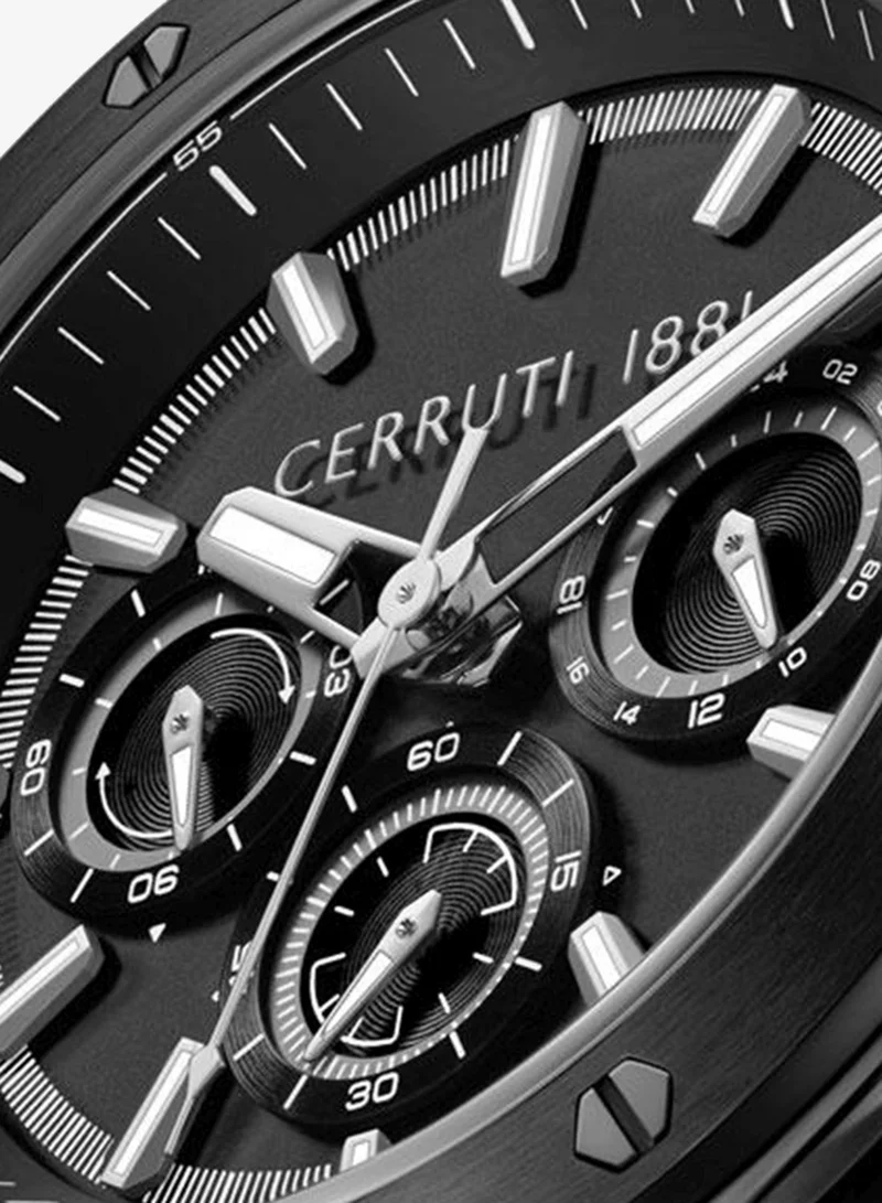 CERRUTI 1881 Black 2 Men's Ruscello 44mm Black Dial Silicone Strap Multifunction Watch For Men for Men | Best Price UAE