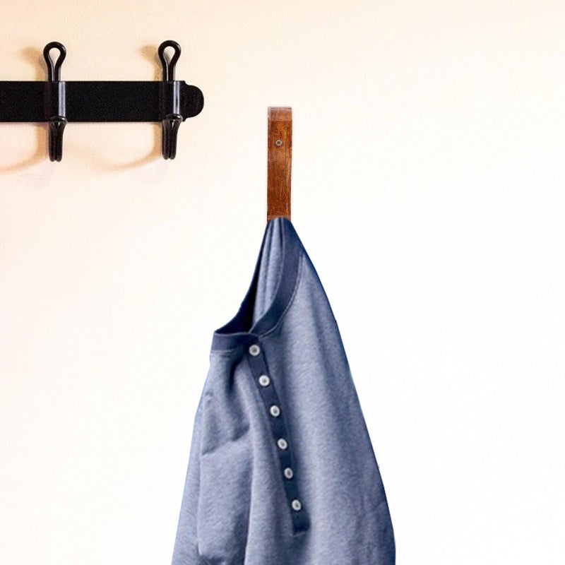 Adhesive Wooden Wall Hooks Multi Functional Robe Purse Towel Backpack Holder for Bathroom Entryway Storage - Image 5