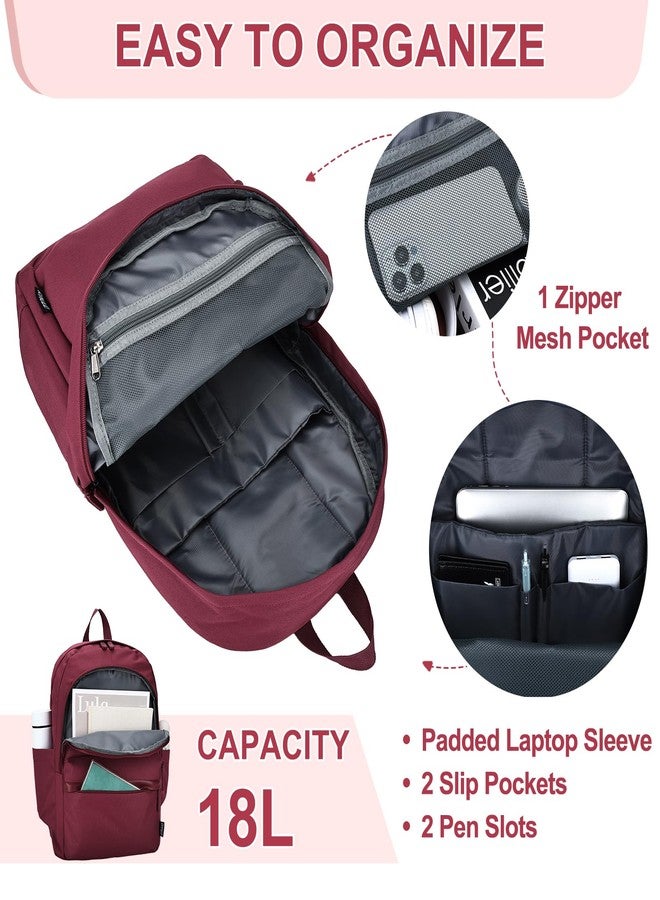 RAVUO Backpack for Men Women, Large School Backpacks Water Resistant 15.6 inch Laptop Rucksack for College Unisex Schoolbag Daypack with Compartments for College Work Travel, Burgundy, L - Image 4