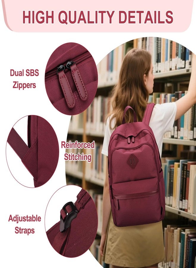 RAVUO Backpack for Men Women, Large School Backpacks Water Resistant 15.6 inch Laptop Rucksack for College Unisex Schoolbag Daypack with Compartments for College Work Travel, Burgundy, L - Image 5