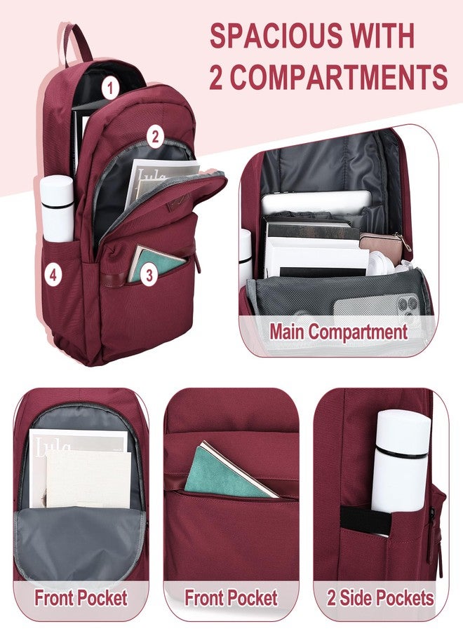 RAVUO Backpack for Men Women, Large School Backpacks Water Resistant 15.6 inch Laptop Rucksack for College Unisex Schoolbag Daypack with Compartments for College Work Travel, Burgundy, L - Image 3