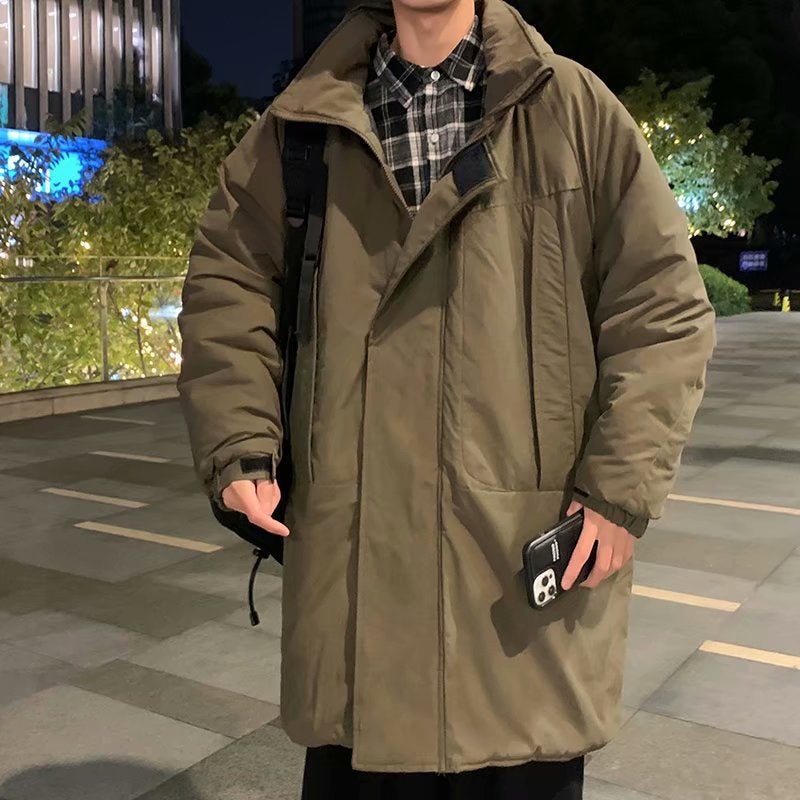 Mens Hong Kong style handsome coat 2025 spring and autumn ins tide brand ruffian handsome Korean version bf couple cotton-padded jacket a generation of hair Green