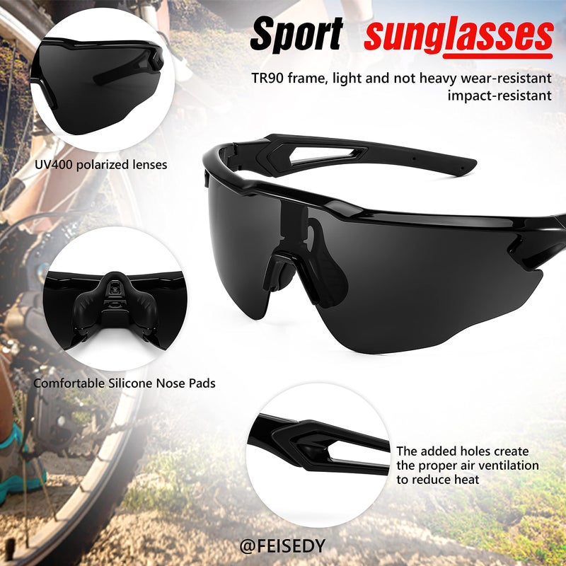 FEISEDY FEISEDY Youth Sport Polarized Sunglasses for 8-16 Cycling Running Driving Baseball Goggles Glasses B0011  - Image 5