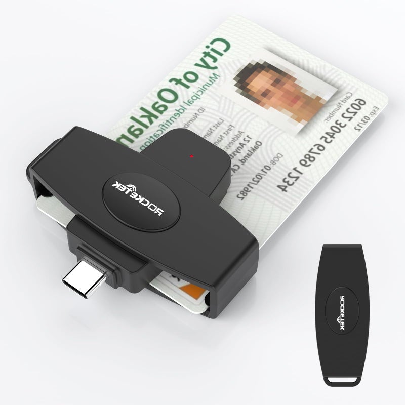 Rocketek USB C DOD Military USB Common Access CAC Smart Card Reader and SIM Card Reader ID CAC Card Reader,Compatible with Mac Os, Windows,Linux - Image 1