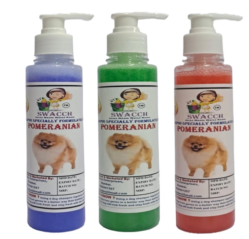 SWACCH Premium Shampoo for Pomeranian (200ML) (Combo Pack of 3) Lavender, NEEM ALOVERA & Jasmine - Image 1