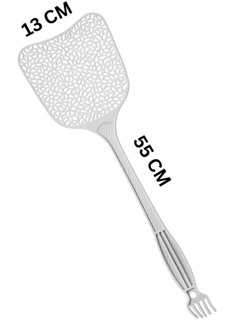 2 In 1 Manual Fly Swatter And Scalp Massager With Long Handle 55cm Durable Plastic, Random Colors Bug Killer Comfortable Claw Massager For Head Back Foot Without Sharp Edges Insect Swatter Tool