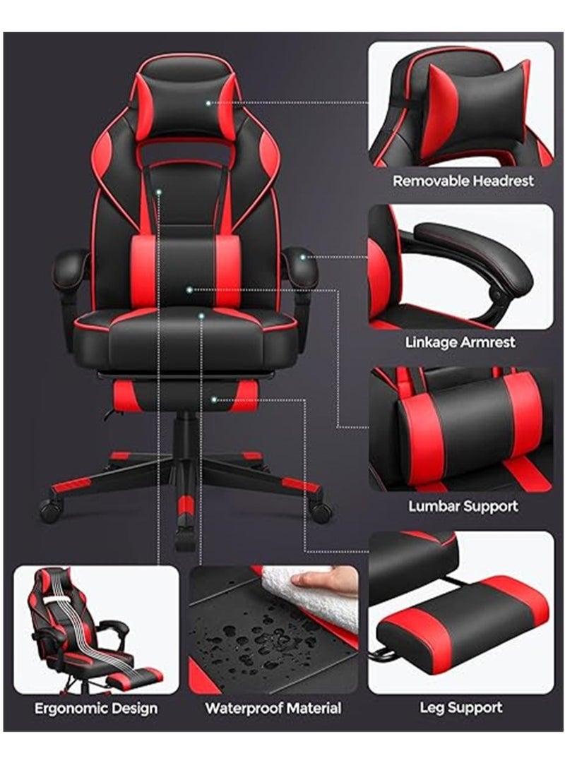 Generic Gaming Chair Video Gaming Chair High Back Ergonomic Swivel Racing Computer Chair Task Chair, Rolling Office Chair with Lumbar Support Red  - Image 3