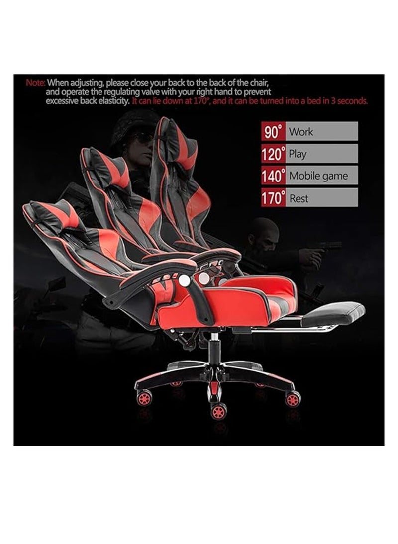 Generic Gaming Chair Video Gaming Chair High Back Ergonomic Swivel Racing Computer Chair Task Chair, Rolling Office Chair with Lumbar Support Red  - Image 5