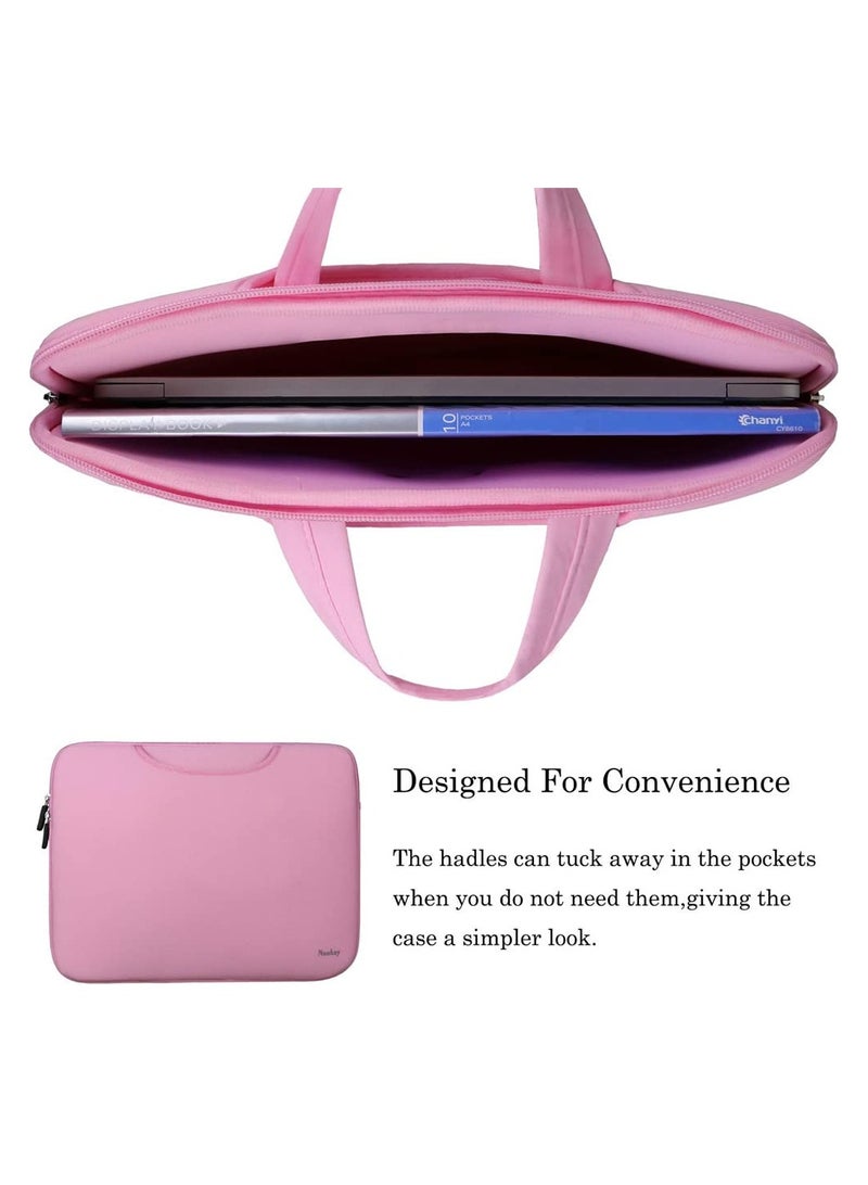Laptop Tablet Sleeve Case Slim Travel Men Women Handle Bag Durable Business Messenger Briefcases For MacBook Air Pro Retina (11 inch Pink) - Image 2