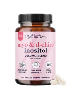 SMNutrition Myo-Inositol & D-Chiro Inositol for Hormone Balance for Women | Ovarian Health & Menstrual Cycle Support | Ideal 40:1 Ratio, Myoinositol 2000mg & D Chiro 50mg | Ovarian Support Vitamins | 120 Ct.  - Image 1