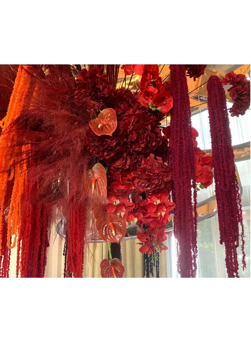 LATIFA 4pcs Artificial Amaranthus 22" Faux Lover Tears Fake Hanging Red Plants for Floral Arrangement Vase Bouquets Home Office Wedding Decor(Red) - Image 2