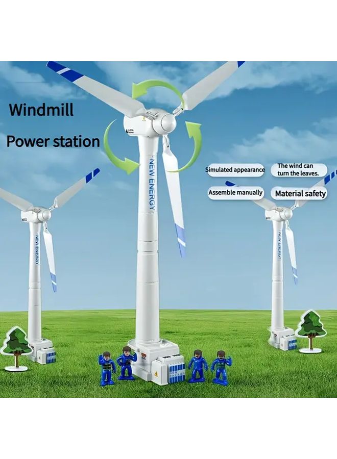 Wind Turbine Model A Rotating Blades DIY Assembly No Electricity Energy Learning Home Office Classroom Decor - Image 2