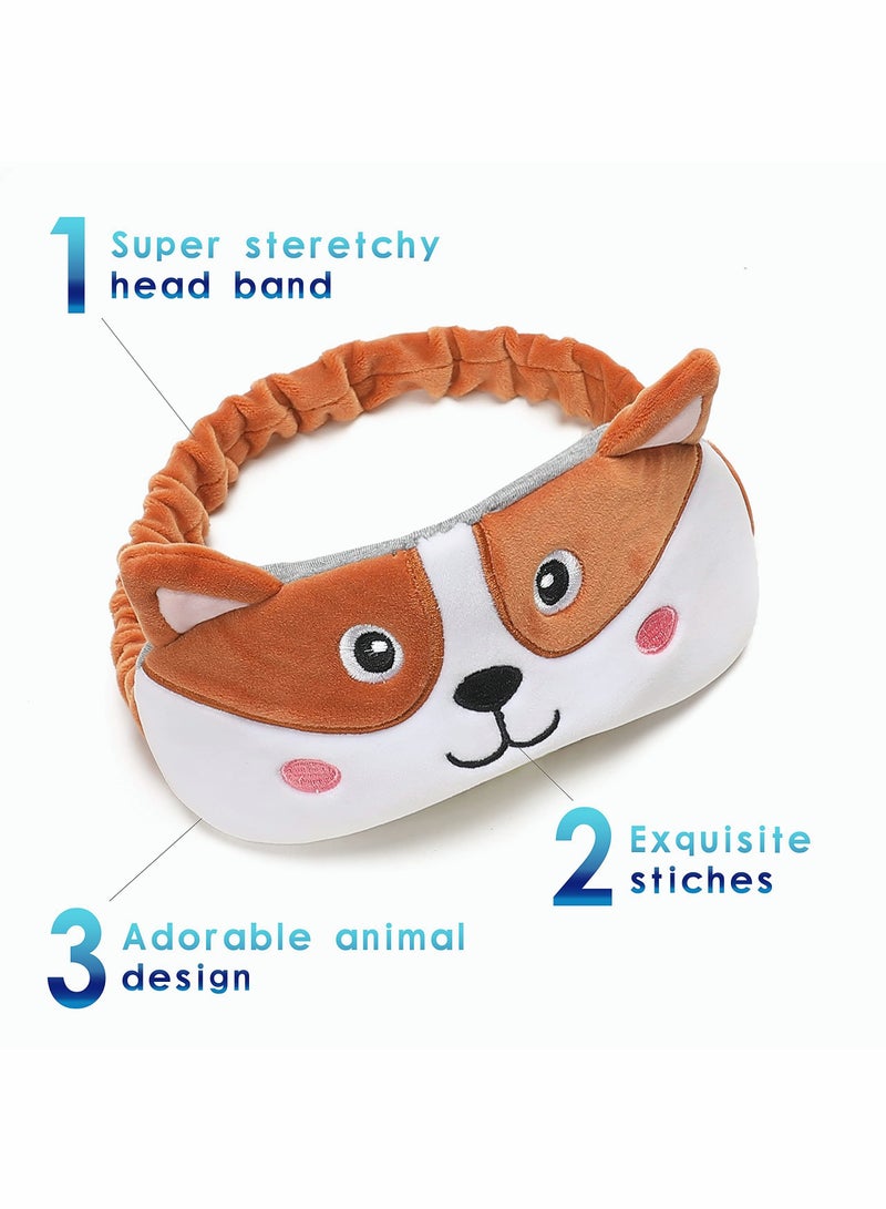 SYOSI Travel Pillow for Kids and Adults Cute Animal Memory Foam Neck Pillow with Soft Fleece Cover and Eye Mask Set Airplane Pillow Travel Kit with Drawstring Organizer Bag Machine Washable (Puppy)  - Image 4