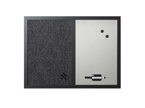 MasterVision 18" x 24", Dry Erase Whiteboard & Bulletin Board Combo, Stylish Metallic Silver, Textured Black Fabric Push Pin Board, Black Wood Frame - Image 5