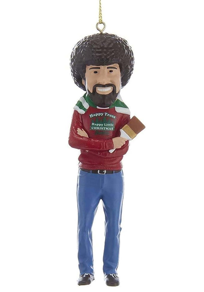 BOB ROSS HAPPY LITTLE CHRISTMAS FIGURAL ORNAMENT