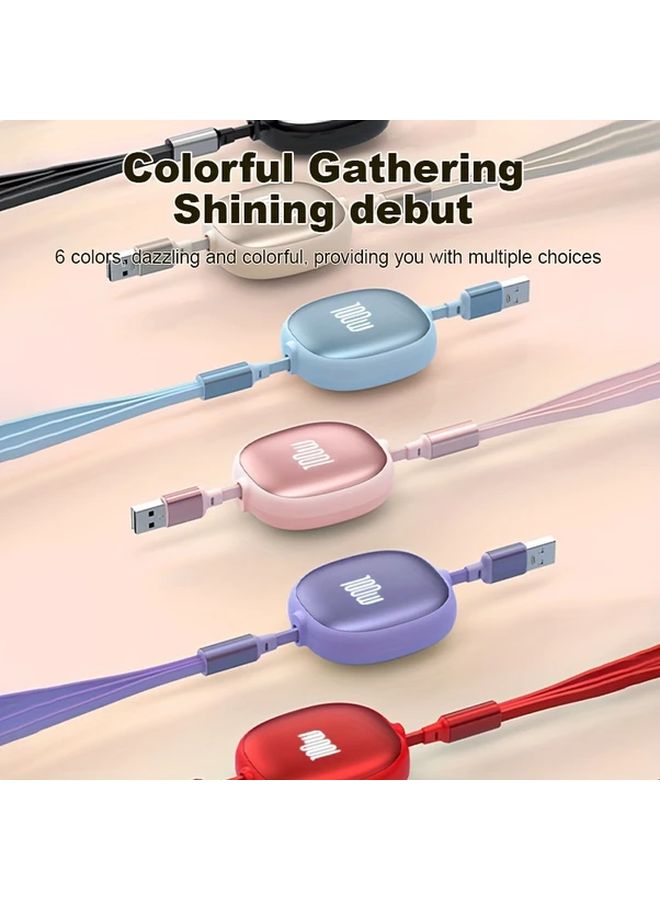 Purple 3 In 1 Retractable USB Cable 100W Fast Charging Data Sync 480Mbps - Image 5
