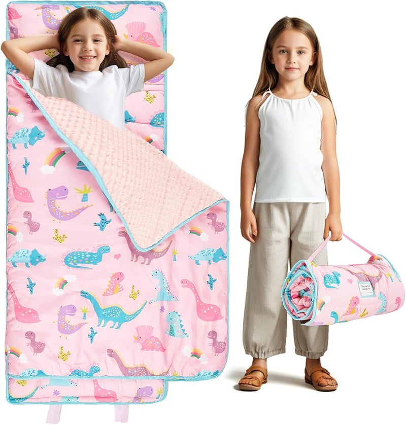KingCheer Toddler Nap Mat with Pillow and Blanket Extra Large Napping Mats Slumber Bags for Boys and Girls Sleeping Bag for Preschool Daycare Camping Traveling - Image 1