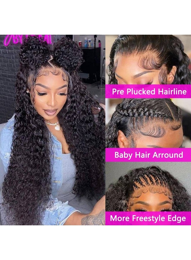 WPPIKK 13X4 Lace Front Wigs Human Hair Pre Plucked 180% Density Brazilian Wet And Wavy Human Hair Wigs For Black Women Glueless Curly Lace Frontal Wigs Human Hair Natural Color (22 Inch) - Image 3